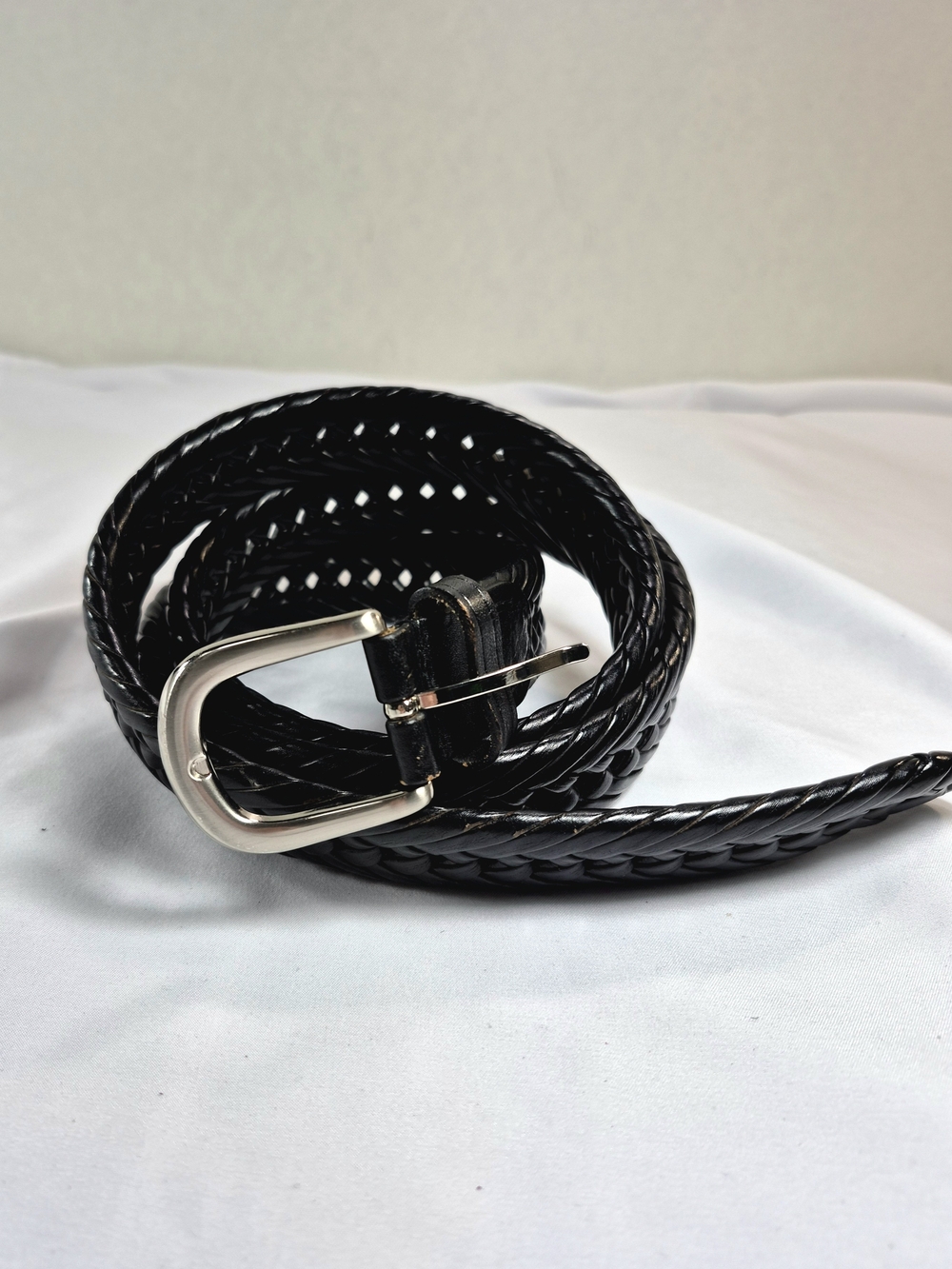 NWOT Wrangler Black Braided Genuine Leather Woven Belt Size 48 Workwear Western
